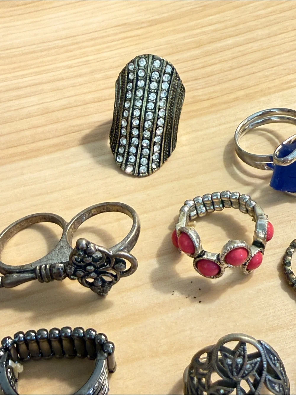 Vintage old costume fashion ring junk lot